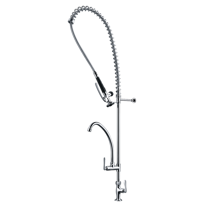 Luxury Three Handle Two Ways Silvery Kitchen Sink Wall Faucet