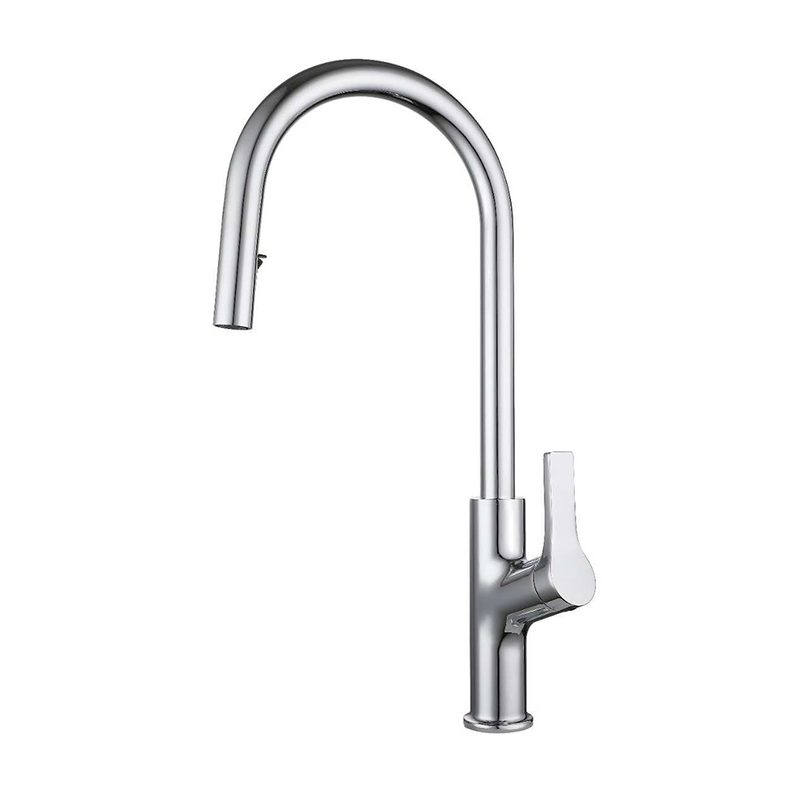 Luxury Pull Out Brass Single Handle Hole Manual Spray Kitchen Sink Faucet