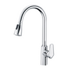 Luxury Sliver Solid Brass Single Handle Pull Down Kitchen Sink Faucet