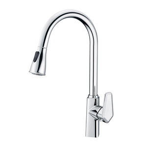 Sliver Solid Brass Single Handle Pull Down Kitchen Sink Faucet