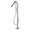 Handle Freestanding Floor Mount Tub Faucet Bathtub Filler with Waterfall Style And Hand Shower in Chrome 