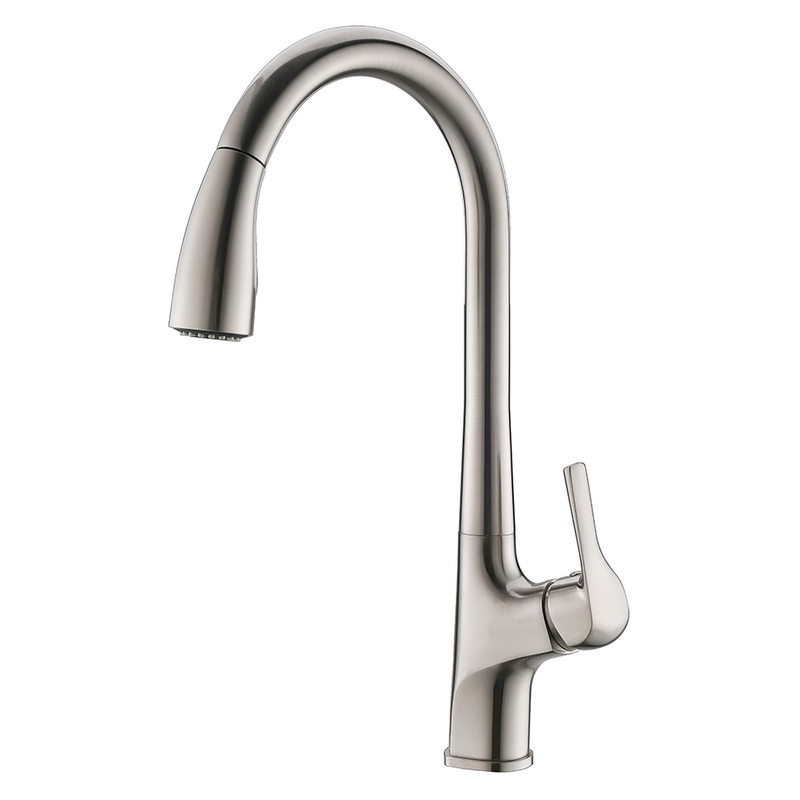 High Quality Luxury Copper Single Handle Water Brushed Nickel Pull Out Kitchen Sink Mixer Faucet