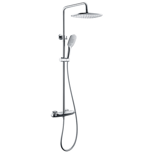 Thermostatic Rain Shower System Mixer Faucet Sets Triple Function Chrome with Adjustable Slide Bar Shower Head 