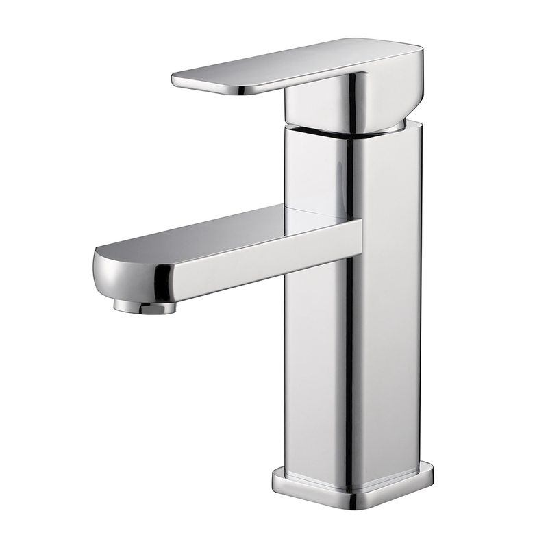 Factory Contemporary Apartment Silver Hot Cold Water Mixer Tap, Square Basin Faucet