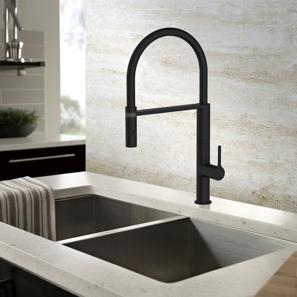 Luxury Wholesale Pull Down Hot Cold Water Tap Single Lever Black Kitchen Faucet