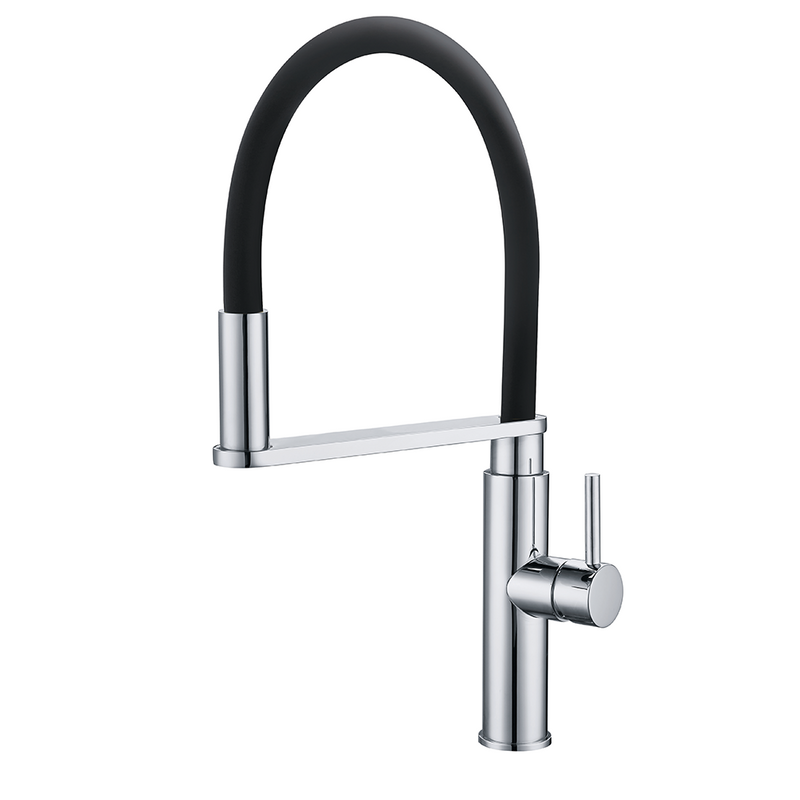 Luxury Modern Kitchen Designs Silver Long Neck Pull Down Sprayer Single Hole Kitchen Sink Faucet