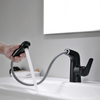 Pull-down Bathroom Single Handle Brass Basin Faucet in Matte Black